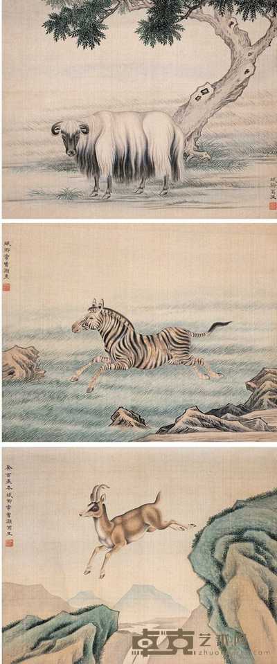 常斌卿 动物(三帧) 镜心 31×39.5cm×3